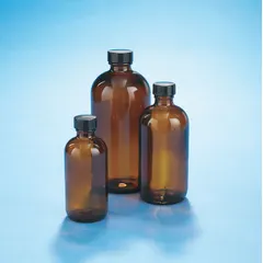 This 30 mL amber narrow mouth round glass lab bottle is made from Type III soda lime glass. It features a 20-400 mm neck finish and is supplied without a closure. Suitable for general laboratory storage of light-sensitive chemicals and reagents.