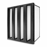 This V-bank air filter measures 24 in x 12 in x 17 in and features a plastic frame with synthetic media. It has a single-header design with 4 Vs and includes gaskets on 4 sides and the downstream face. Rated MERV 16, it is designed to capture airborne bacteria and fine particulates in commercial and industrial HVAC systems