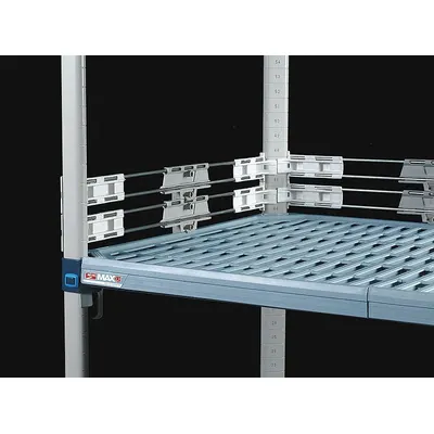 METRO Side Ledge: 2 in x 18 in, Front to Back, 2 Dividers/Ledges, Polymer/Stainless Steel - Ledges for Plastic Shelving