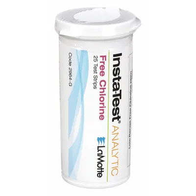 LAMOTTE Test Strips: Free Chlorine, 0 to 10 ppm Free Chlorine, Strip, 25 Tests - Single-Parameter Test Strips