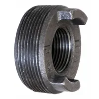 Medium-pressure threaded pipe fitting for connecting pipes of different sizes. Malleable iron construction rated for 300 psi at 150°F. Suitable for steam, water, and air lines in industrial plumbing and HVAC systems