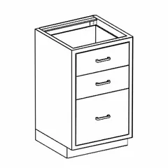 This BLICKMAN base cabinet is constructed from stainless steel for corrosion resistance and easy cleaning. It is wall-mounted with overall dimensions of 24 1/8 in width, 22 in depth, and 35 1/4 in height. The cabinet has no doors, providing open access for storing utensils, tools, or supplies in commercial kitchens, laboratories, or industrial facilities.