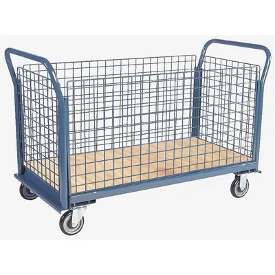 JAMCO Platform Truck: 1,200 lb, 60 in L x 30 in W x 10 in H Deck - Load-Securing Wooden-Deck Platform Trucks with Side Panels