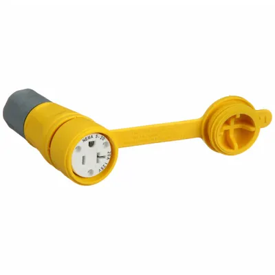 HUBBELL Watertight Connector, 5-20R, 125V AC, 20 A, 2 Pole, 3 Wire, Yellow - Watertight Connectors