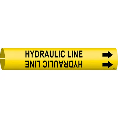 BRADY Pipe Marker: Hydraulic Line, Yellow, Black, Fits 2 1/2 to 3 7/8 in Pipe O.D. - Hydraulic Line Snap-On Pipe Markers