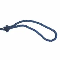 This tug-of-war rope is 100 ft long with a 1 in diameter, finished in blue. It includes two grip positions for secure handling during team competitions, physical training, or recreational events