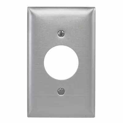 HUBBELL Wall Plate: Single Circular Opening, 1 Gang, Silver - General Purpose Wall Plates