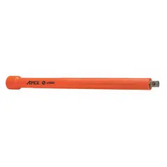 This impact socket extension has a 3/8" input and output drive size with an 8" overall length. The urethane cover protects work surfaces from marring. It is used with impact tools to extend reach when driving fasteners in applications such as automotive repair, heavy equipment maintenance, and industrial assembly.