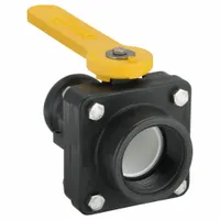 BANJO Manual Two-Way Ball Valve: 2 in, Polypropylene, Straight, MNPT x FNPT, Two-Piece, Lever (MPN VSF204FP)