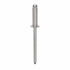 Open-end blind rivet with domed head, 0.122" diameter, 1/2" body length, and 1 19/32" overall length. Designed for inch-based fastening where only one side is accessible. Pack of 500.