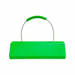 Urethane aircraft wheel chock, 24 in length, 8 in width, 6 in height. Used to secure aircraft wheels during ground operations such as parking, maintenance, and loading.