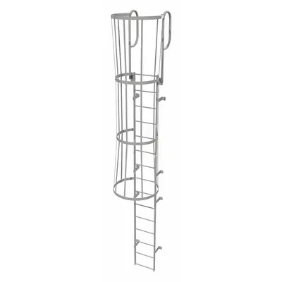 TRI-ARC Fixed Ladder with Safety Cage: 18 ft Overall Ht, 18 in Overall Wd, Steel - Safety Cage Walk Through Fixed Ladders