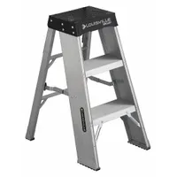 LOUISVILLE LADDER Step Stool: 3 Steps, 3.3 ft Overall Ht, 375 lb Load Cap, Aluminum (MPN AY8003)