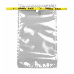 This clear, standard-style sterile sampling bag has a 55 fl oz (1.63 L) capacity and 15-inch overall length. It is designed for HACCP-compliant collection and transport of liquid or solid samples in food processing, water testing, and industrial hygiene applications.