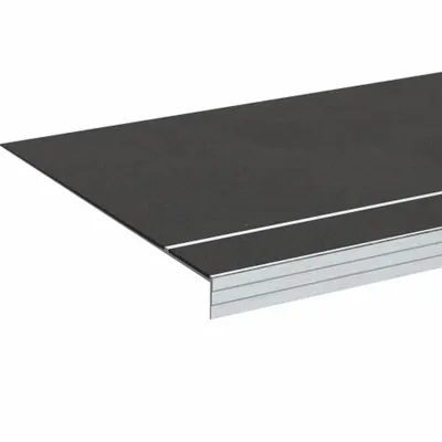 WOOSTER Stair Tread Cover: Double-Strip Grit, Aluminum, Adhesive-Installed, 11 in Dp - Double-Strip Grit Stair Tread Covers & Nosings