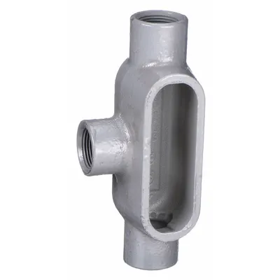HUBBELL KILLARK Conduit Outlet Body: Iron, 1 1/4 in Trade Size, T Body, 20 cu in Body Capacity - T - Tee Type