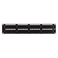 MONOPRICE Patch Panel: Flat, 2 Rack Units, 48 Ports, 6, 110 IDC, Steel, 2 3/8 in Overall Ht, 7305
