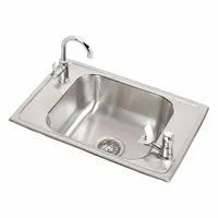 ELKAY Classroom Sink: Single Manual Handle, Lever, 25 in Overall Lg, 17 in Overall Wd, Brushed Satin (MPN CDKRC2517C)