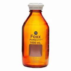 Safety Coated Wide Mouth Round Glass Lab Bottles, 1 L, GL45, Amber, 4-Pack