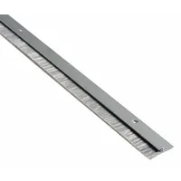 Aluminum door sweep with brush insert, 84 inches long and 1-1/4 inches wide. Designed to seal the gap under doors, reducing drafts, dust, insects, and light infiltration. Suitable for commercial or industrial door applications