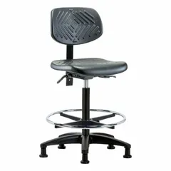 Approved Vendor Ergonomic Chair: Polyurethane, Armless, Height Range 23 1/4 in to 33 1/4 in, Seat Width 16 in, Nylon Base, Foot Support
