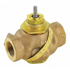 Hydronic globe valve for regulating water flow in HVAC heating and cooling loops. Used in commercial buildings and industrial process control for precise temperature management.