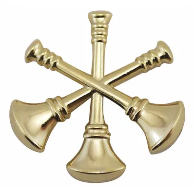 HEROS PRIDE Metallic Insignia, CF Fire Bugles, 3/4 in, Gold, Metal, Clutch Pin
