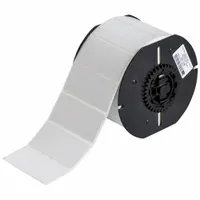 This precut label roll measures 2 3/4 in x 1 1/4 in and is made of metalized polyester in gray. It is halogen-free and designed for use with the BBP33 printer series. Suitable for industrial identification, asset tracking, cable marking, and general facility labeling