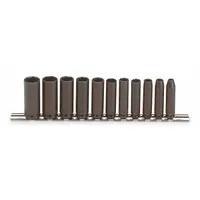 PROTO Impact Socket Set: 1/4 in Drive Size, Small Set (0-50 pieces) Set Size, 11 Pieces, Black Oxide (MPN J69212)