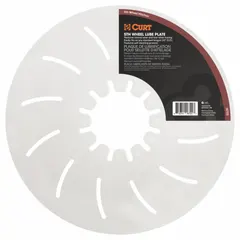 This fifth wheel lube plate reduces friction between the hitch and trailer kingpin, enabling smoother turns and minimizing wear. With an overall length of 12 inches and height of 1/2 inch, it is designed for standard fifth wheel hitches used in commercial trucking and RV towing applications.
