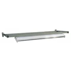 Steel overhead task light and mounting frame kit with a gray finish. Overall width 72 inches, overall depth 26 inches. Provides directed illumination for workstations, assembly lines, and inspection areas in industrial settings.