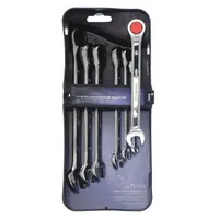 WESTWARD Combination Wrench Set: Alloy Steel, Chrome, 7 Tools, 8 mm to 17 mm Range of Head Sizes (MPN 6XZ89)