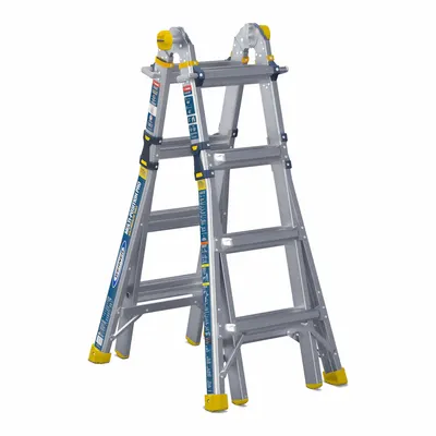 WERNER Combination Ladder: 5 Configurations, Aluminum, 375 lb Load Capacity, 32 lb Wt - All Configuration Multifunction Ladders