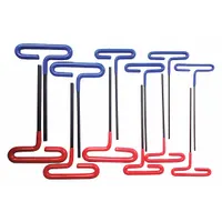 WESTWARD Hex Key Set: 11 - 15 Pieces, Hex-T 6 Inch, T, Metric and SAE, Std End, Long, 12 Pieces