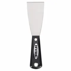 Standard scraper with a stiff, straight carbon steel blade and a nylon handle. Designed for general scraping tasks such as removing putty, paint, or adhesive from flat surfaces. Suitable for light-duty maintenance and construction work.