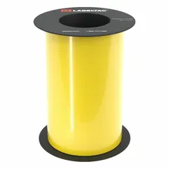 Thermal transfer continuous label roll in yellow gloss vinyl, 8 inches wide by 75 feet long. Suitable for indoor and outdoor use. Compatible with LabelTac 6 printer series. Used for creating durable labels and signs for pipe marking, hazard identification, and floor marking in industrial environments.