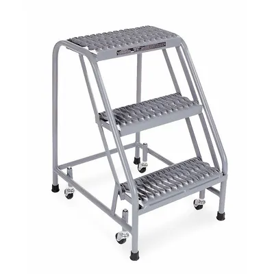 COTTERMAN Step Stool: 2.5 ft Overall Ht, 450 lb Load Cap, 3 Steps, Steel - Rolling Step Stools