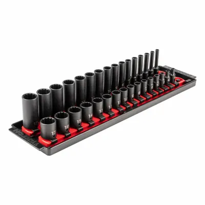 TEKTON Impact Socket Set: 1/4 in Drive Size, Small Set (0-50 pieces) Set Size - Metric Impact Socket Sets