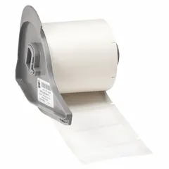 Nylon, black-on-white precut label roll measuring 1 in x 1 29/32 in. Designed for wire gauges 10 AWG to 12 AWG. Compatible with M710 printer series and requires M7-R6000 ribbon. Used for clear identification of wires in industrial wiring applications.