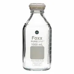 Safety Coated Wide Mouth Round Glass Lab Bottles, 1 L, GL45, Colorless, Pack of 4