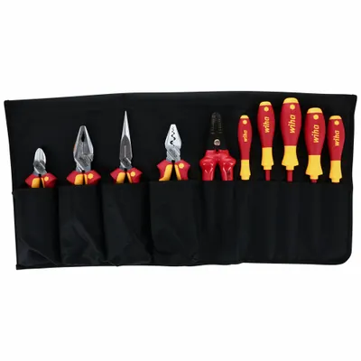 WIHA Insulated Tool Kit: Insulated, 10 Total Pcs - Tool Sets with Tool Roll