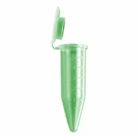 This 5 mL polypropylene centrifuge tube features a conical bottom and an attached green cap. It is graduated for volume measurement and suitable for sample separation, centrifugation, and storage in laboratory settings