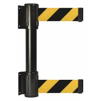TENSABARRIER Belt Barrier: Fixed Mounting Plate, 13 ft Belt Lg, Pattern, Black/Yellow, No Legend (MPN 896T2-33-MAX-D4X-C)