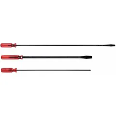 General purpose screwdriver set with 3 pieces, featuring Phillips and slotted tips. Molded grips provide comfortable handling. Suitable for assembly, repair, and maintenance tasks in industrial and electronic applications.