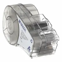 Black-on-white nylon wraparound label cartridge for wire diameters from 0.5 in to 1.45 in. Compatible with M210 printer series; requires R4300 ribbon. Used for identifying wires and cables in industrial electrical and maintenance applications