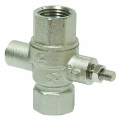 Chrome-plated brass on/off valve with 1/2-inch inlet pipe size. Compatible with Bradley series. Used to control water flow in commercial plumbing systems, such as washroom or emergency shower installations.