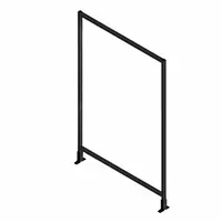 This assembled starter kit includes a clear solid polycarbonate panel with a black anodized finish, measuring 72 inches high by 48 inches wide by 5 1/2 inches deep. Designed for integration into T-slot framing systems, it provides a transparent barrier for enclosures, machine guarding, or partitions in industrial settings