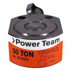 Single-acting hydraulic ram with 30-ton nominal capacity and 1-inch nominal stroke. Low-profile design suited for lifting, pressing, and positioning in confined spaces during industrial maintenance and construction tasks.
