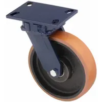 RWM Plate Caster: Swivel, Polyurethane, 8 in Wheel Dia, 2 in Wheel Wd, 10 1/8 in Mounting Ht, Ball (MPN 75-UIB-0820-S-INF)