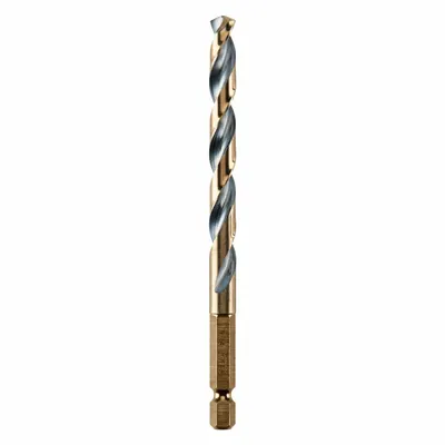 DEWALT Hex Shank Drill Bit: 19/64", 135° Split Point, Black & Gold HSS - Dewalt Impact Ready Drill Bits